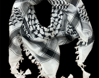 Kuffiyeh Arafat Real Authentic 48”x48” woven on a koffiya machine w/ 4 sides tassels keffiyeh.