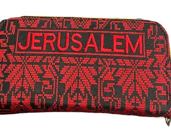 Palestinian Made Thobe Style Red Embroidered Wallets, Jerusalem, Bethlehem, Free Palestine