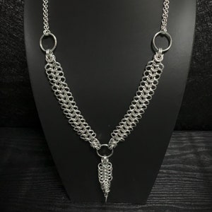 Rattlesnake Chainmail Necklace: Gothic Aluminum Spike Jewelry
