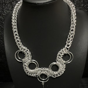 Giger Spine Chainmail Necklace: Handmade Aluminum Gothic Jewelry
