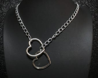 JJDreams Choker In Pelle Gotica Con Ciondolo Cuore: Nero, Regolabile, Per Donna