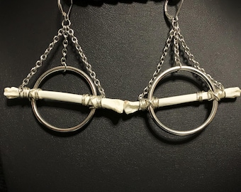 Red Fox Bone Earrings: Gothic Handmade Jewelry