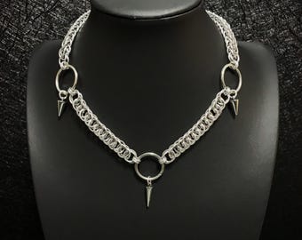 Spiked Chainmail Necklace: Handmade Gothic Stainless Steel Jewelry