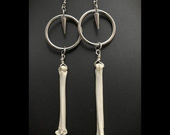 Coyote Bone Dangle Earrings: Handmade Gothic Jewelry