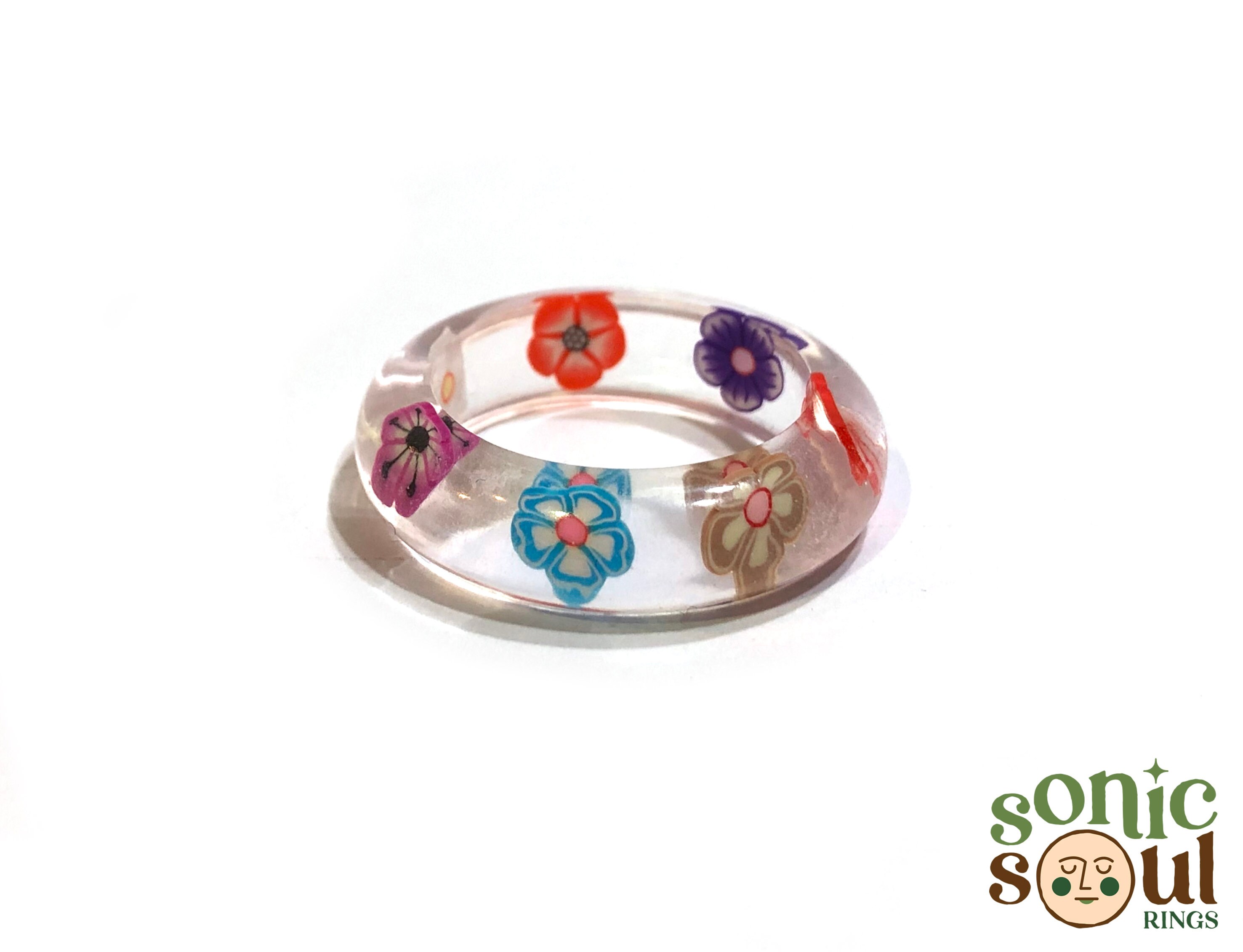 Flower resin ring flower ring gift for her colorful rings Etsy