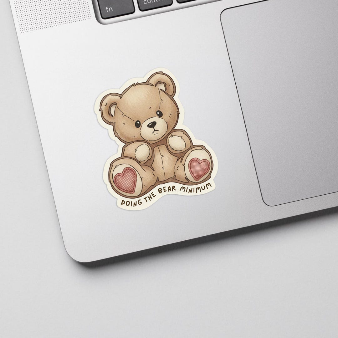 Doing the Bear Minimum Sticker | Funny Bear Pun Lazy Humor - Etsy