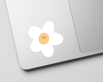 Happy Face Daisy Sticker | Retro Flower