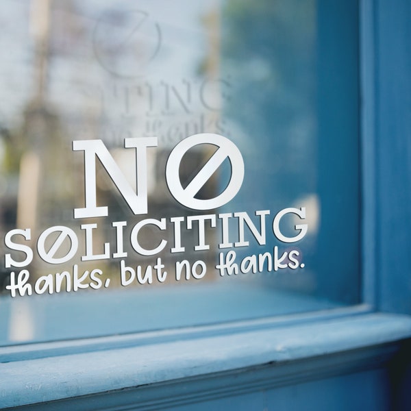 No Soliciting Vinyl Decal, Please No Solicitors Sticker, Front Door Greeting, No Solicitation Vinyl Decal, No Salesmen Sticker