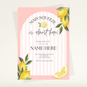 Zitrone-Baby-Mädchen-Dusche einladen | Main Squeeze ist fast hier | Bearbeitbare Canva Vorlage