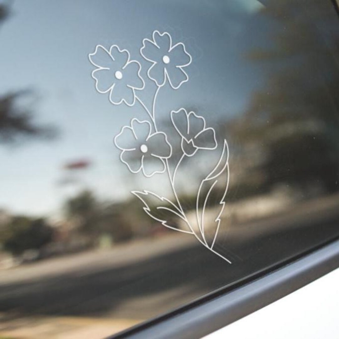 Flower Line Sticker Fine Line Floral Vinyl Decal: Flower Window Sticker - Etsy