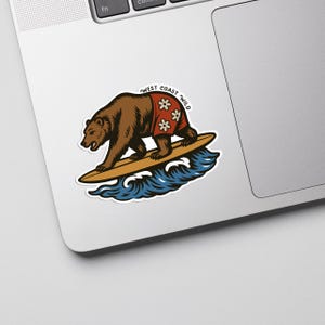 West Coast Wild Sticker | California Bear Surf Sticker
