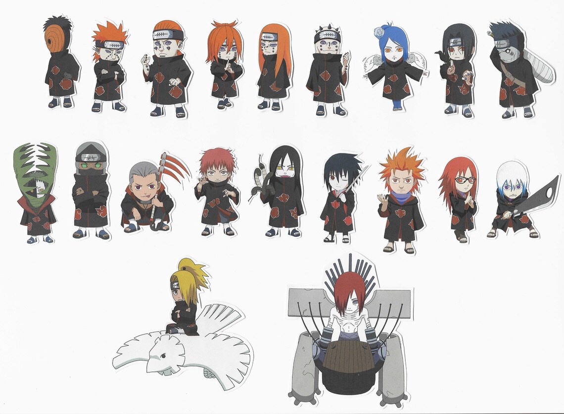 Naruto Shippuden Akatsuki Sticker Pack Matte Multicolored Etsy