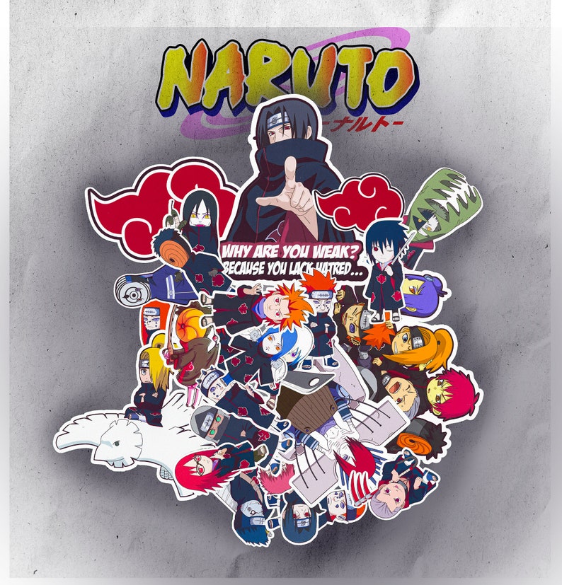 Naruto Shippuden Akatsuki Sticker Glossy Multicolored Paper Etsy