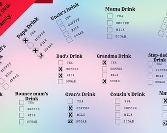 Family Tea & Coffee SVG Bundle, Personalized Drink Designs (Digital Download)
