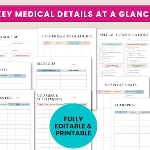 medical journal, emergency binder, caregiver log, medication log, blood pressure log, health binder, symptom tracker, family medical, medication list, habit tracker, medical history, chronic illness, digital planner, printable planner health journal, health tracker