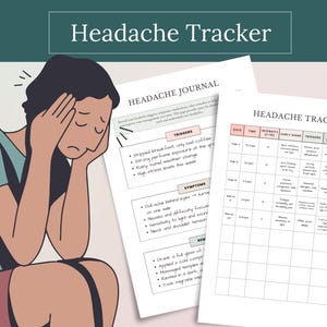 Headache and Migraine Tracker Printable and Editable Template - Symptom Tracker, Pain Diary, Health Tracker, Health Diary, Chronic Illness