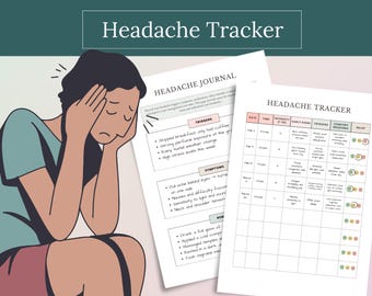 Headache and Migraine Tracker Printable and Editable Template - Symptom Tracker, Pain Diary, Health Tracker, Health Diary, Chronic Illness
