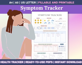 Symptom Tracker Printable PDF – Chronic Illness Log, Pain & Medication Tracker for Medical Binder, Goodnotes Health Planner, Medical Journal