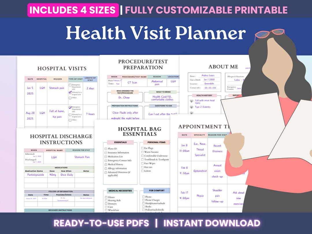 Weekly Visit Sheet.pdf Doctor Visit Planner Printable PDF - Healthcare Visit Appointment ...