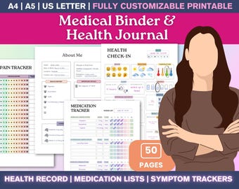 Editable Printable Medical Binder and Family Medical Planner - Medical Tracker & Health Planner, Medication List, Chronic Illness Planner