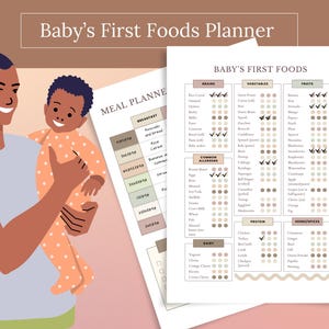 Bewerkbare checklist voor babyvoeding | Babyvoedingtracker | Tracker voor vaste stoffen en allergie | Voedseldagboek | Maaltijdplanner | Baby led-spenen