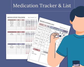 Medication Log | Medication Tracker | Editable Medication List Template | Senior Medication Tracker | Medication Checklist | Med Schedule