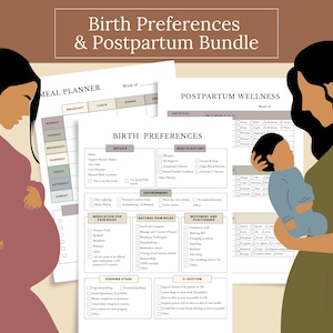 Birth Plan Labor and Delivery Plan Printable Editable Birth Plan Template and Hospital Bag Checklist Natural Birthing Plan Pregnancy Planner
