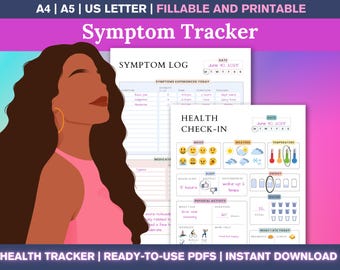 Afdrukbare pdf-symptoomtracker – medisch dagboek, logboek chronische ziekten, pijn- en medicatietracker voor medische map, Goodnotes Health Planner