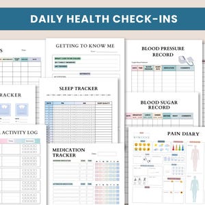 medical journal, emergency binder, caregiver log, medication log, blood pressure log, health binder, symptom tracker, family medical, medication list, habit tracker, medical history, chronic illness, digital planner, printable planner health journal, health tracker