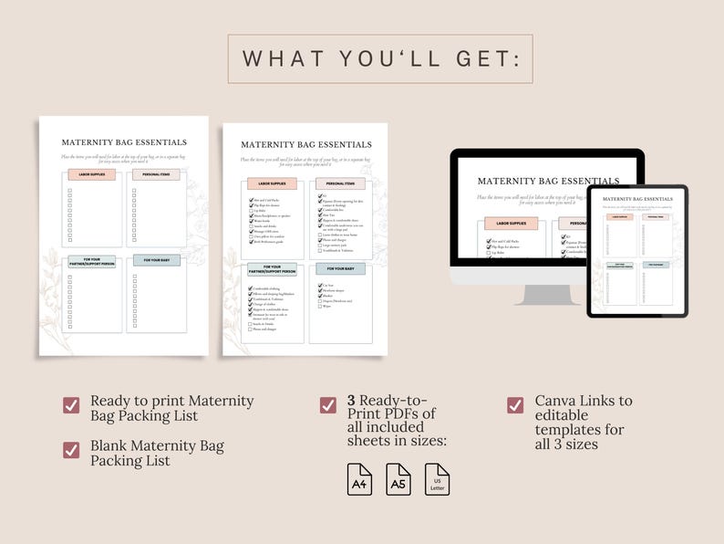Labor Packing List Template | Hospital Packing List for Labour and ...