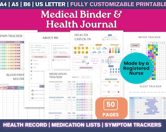 Editable Printable Medical Binder and Family Medical Planner - Medical Tracker & Health Planner, Medication List, Chronic Illness Planner