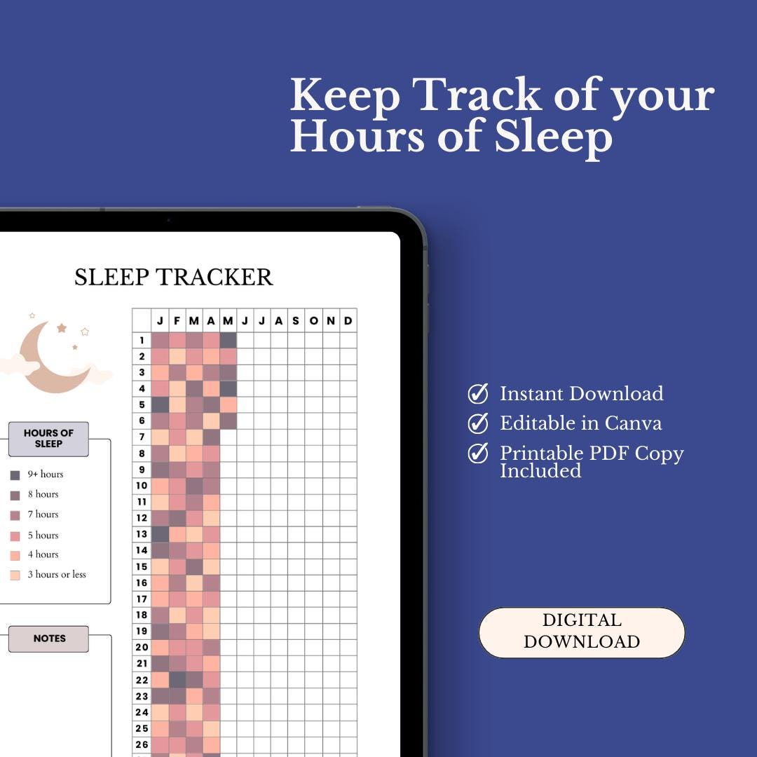 Sleep Tracker Printable PDF — Sleep Log & Cycle Analysis, Letter, A4 ...