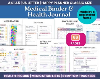 Editable Printable Medical Binder and Family Medical Planner - Medical Tracker & Health Planner, Medication List, Chronic Illness Planner