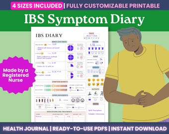 IBS Symptom Tracker Printable PDF - Editable Medical Binder Page, Gut Health Plan, Irritable Bowel Symptom Journal, Chronic Illness Journal