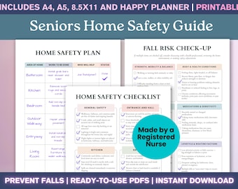 Veiligheidschecklist voor senioren en valrisico afdrukbare pdf - zorgplan senioren, checklist voor zorgverleners, planner voor zorgverleners, medisch map