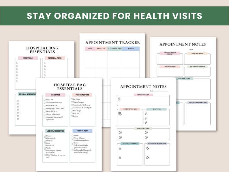 medical journal, emergency binder, caregiver log, medication log, blood pressure log, health binder, symptom tracker, family medical, medication list, habit tracker, medical history, chronic illness, digital planner, printable planner health journal, health tracker