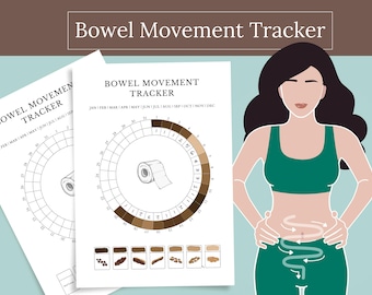 Tracciatore del movimento intestinale modificabile e stampabile: registro della salute intestinale, diario dei sintomi e della salute, tracciamento delle feci, pagina di pianificazione del benessere, tracciamento giornaliero