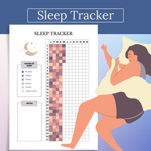 Sleep Tracker Printable PDF — Sleep Log & Cycle Analysis, Letter, A4 Sizes, Weekly/Monthly, Bullet Journal–Friendly Health Planner Template