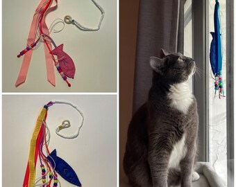 Kitty teaser, fishy door hanger. Catnip cat toy