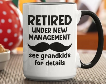 Taza de abuelo jubilado, jubilado bajo nueva administración Ver a los nietos para obtener detalles, regalos de jubilación para hombres, copa de jubilación, regalo de fiesta de jubilación