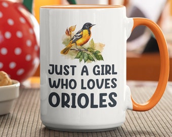 Wielewaal mok, wielewaal vogel geschenken, gewoon een meisje dat houdt van wielewaal, New World wielewaal Cup, wielewaal minnaar aanwezig, Baltimore wielewaal mok, schattige beker