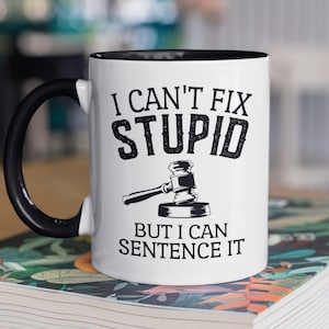 Judge Mug, Judge Gifts, Funny Judge Mug, I Can&#39;t Fix Stupid but I Can Sentence It, Justice Cup, Your Honor, Law Judge Joke