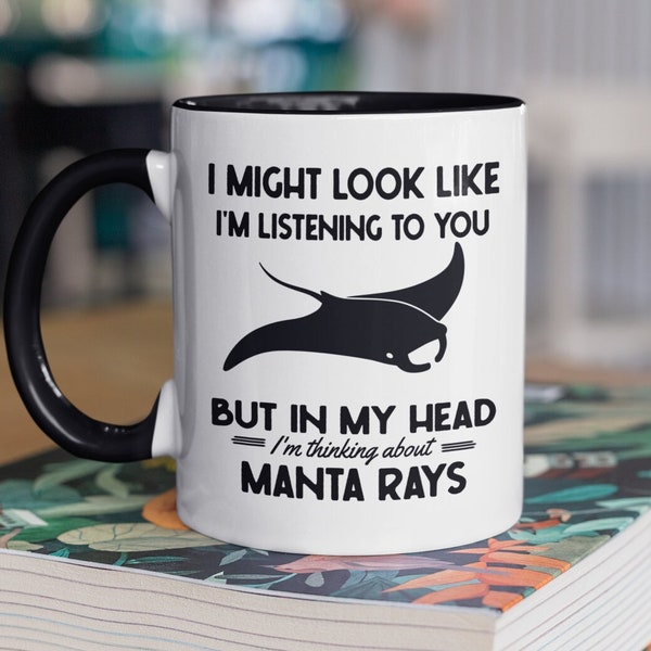 Taza de Manta Raya, Regalo De Mantaraya, Taza de Animales Marinos, En Mi Cabeza Estoy Pensando En Manta Rayas, Manta Ray Lover Cup, Gigante Manta Ray Entusiasta