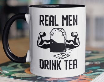 Tasse à thé homme, vrais hommes boivent une tasse à thé, tasse à thé papa, tasse à boire du thé, tasse obsédée par le thé, tasse amateur de thé, tasse à thé Guy, tasse à thé drôle