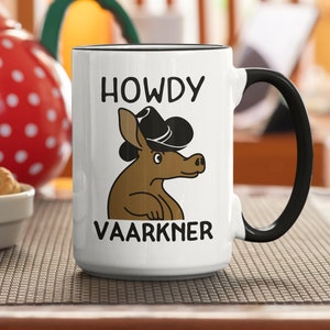 Funny Aardvark Gifts, Aardvark Mug, Howdy Vaarkner, Aardvark Cowboy Coffee Cup, Howdy Partner Mug, Animal Puns, Unique Gift Ideas