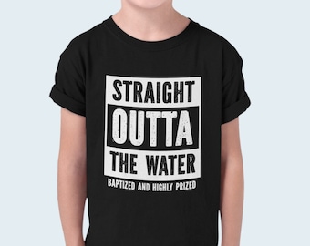 Camisa de bautismo para niños, camiseta directamente fuera del agua, bautizada y muy preciada, camiseta de bautismo juvenil, camisa bautizada para niños adolescentes