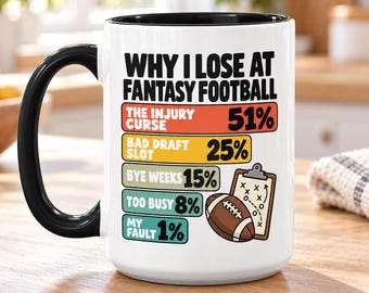Funny Fantasy Football Mug, Why I Lose Coffee Cup, Draft Day League Manager Gift