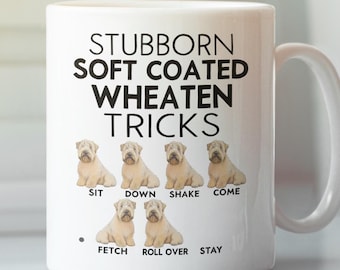 Caneca de truques de terrier de trigo com revestimento macio e teimoso, caneca de trigo com revestimento macio e engraçada, xícara de café para amantes de cães de estimação, presente fofo para donos entusiastas