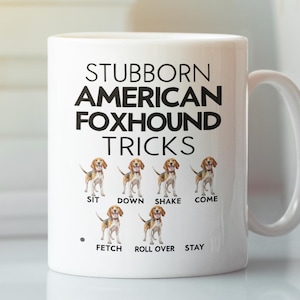 Koppige Amerikaanse Foxhound-trucs mok, grappige Amerikaanse Foxhound mok, koffiekopje huisdier hondenliefhebber, leuk cadeau voor liefhebber van Foxhound