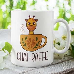Giraffe Mug, Funny Giraffe Gifts, Cute Giraffe Cup, Chai-raffe Coffee Mug, Chai Giraffe Mug, Gift for Giraffe Lover, Giraffe Enthusiast